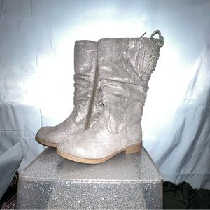 Gold slouch boots 11 girls zip up NWT super cute never worn Nordstrom